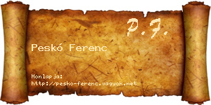 Peskó Ferenc névjegykártya